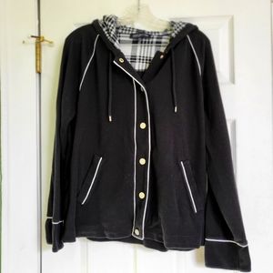 Jones New York Signature Black Plaid Lightweight Jacket Sz XL